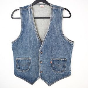 Vintage 1970s Levi's Denim Vest Orange Tab